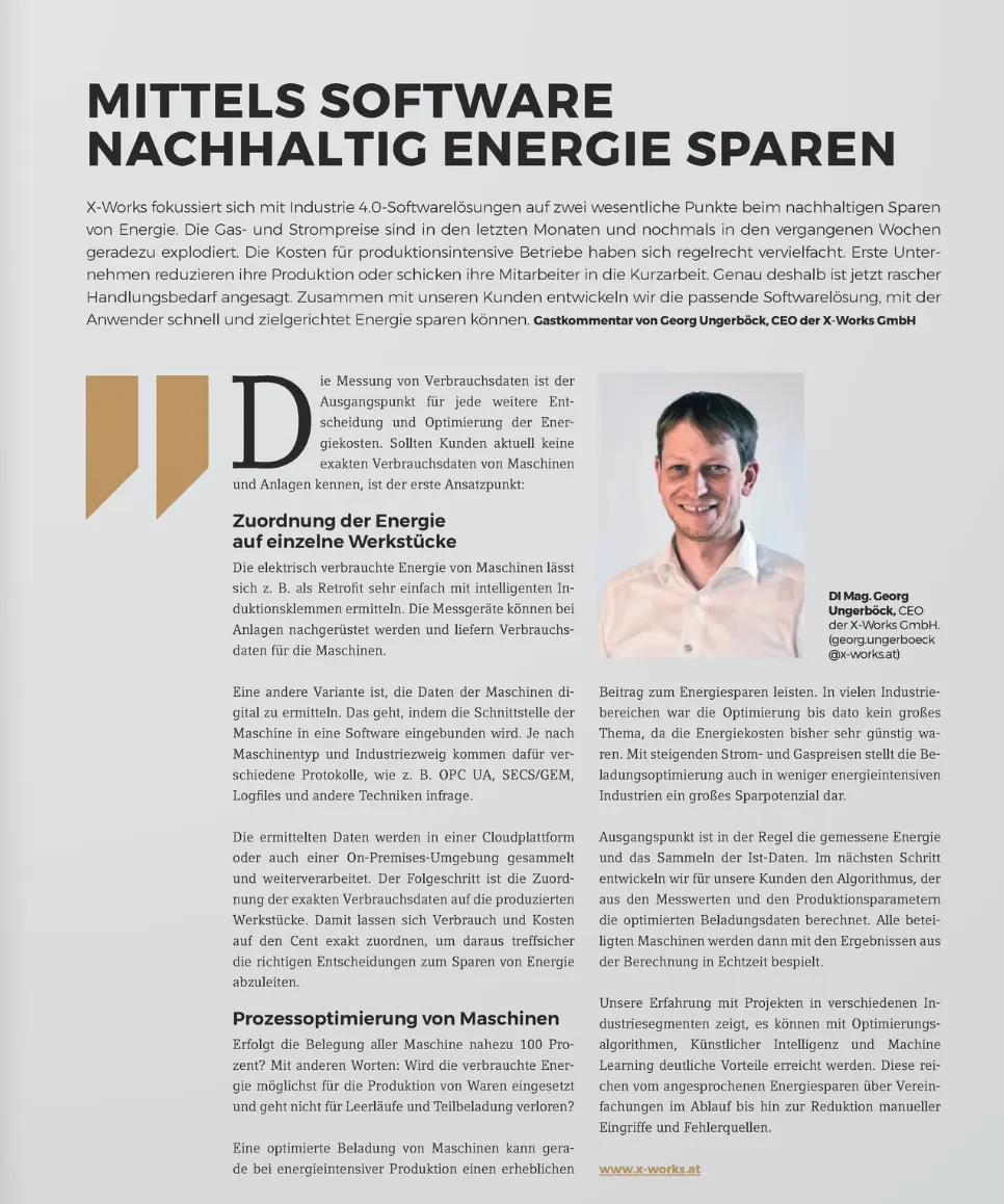 X-WORKS in der Automation Ausgabe 6/2022 zum Thema Energie sparen